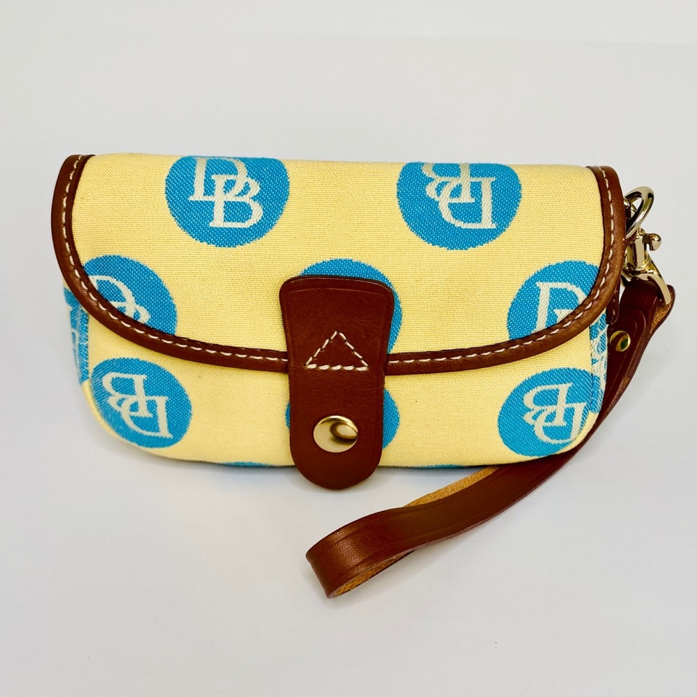 Dooney & Bourke | Signature Monogram Flap Wristlet (Canary/Blue)